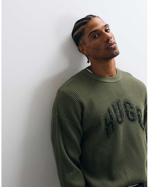 HUGO Green Showdy Chest Script Sweatshirt for men