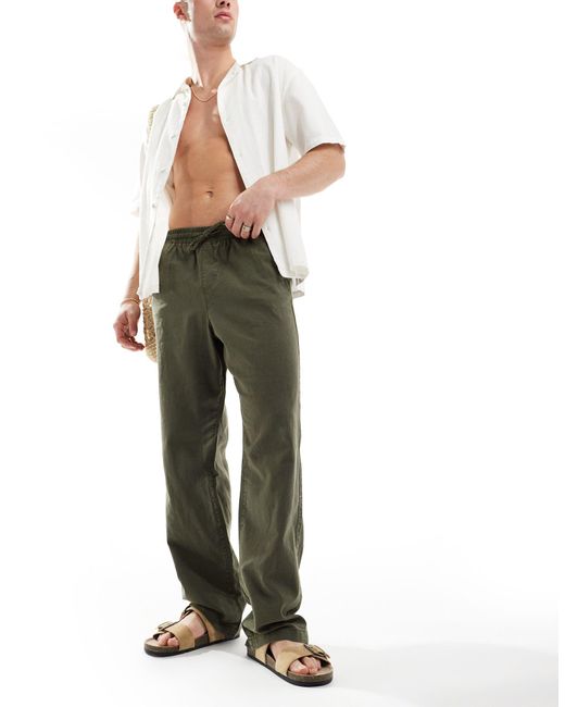 ASOS Green Relaxed Linen Pants for men