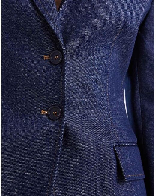 ASOS Blue Tailored Denim Cinch Waist Blazer Co Ord
