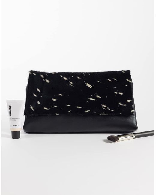 ASOS Black Hair-on Real Leather Flap Clutch Purse