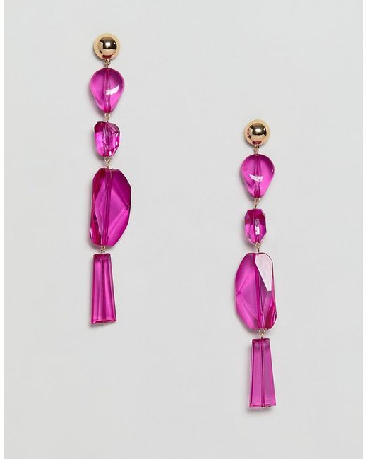 Lyst Asos Resin Bead Drop Earrings In Fuschia Pink And Gold Asos Metallic Resin Bead Drop Earrings In Fuschia Pink And Gold Lyst