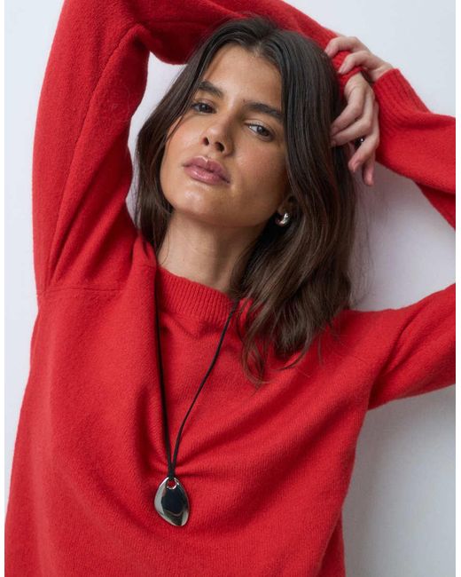 ASOS Red Neat Fit Lightweight Crew Neck Sweater