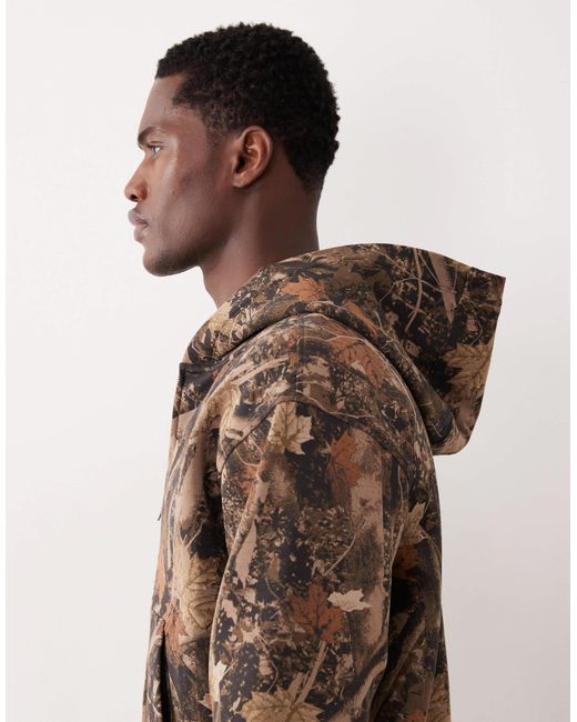 Ypb - sweat à capuche zippé avec imprimé camouflage - vert Abercrombie & Fitch pour homme en coloris Brown