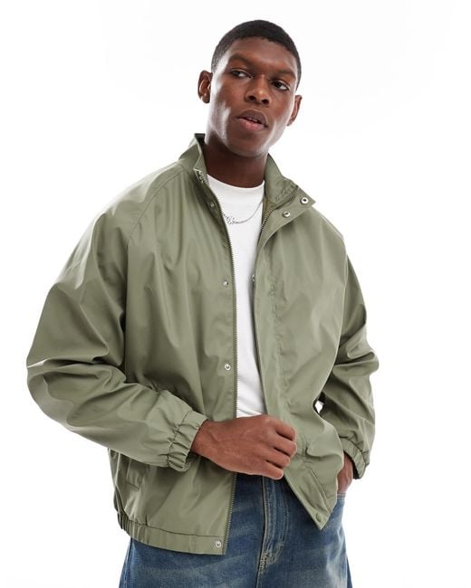 ASOS Green Oversized Rubberised Windbreaker Khaki for men
