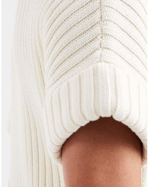 ASOS White Stuffed Neck Short Sleeve Knit Slit Side Top