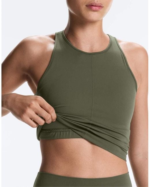 Oysho Green Comfortlux Open Back Halter Tank Top
