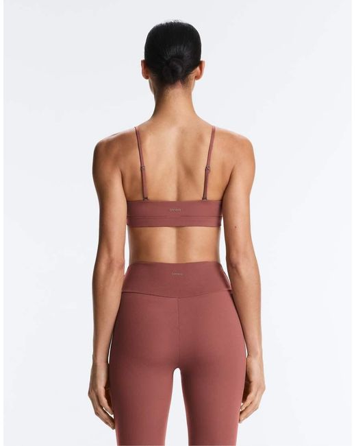 Oysho Red Comfortlux Light-support Sports Bra With Crossover Straps