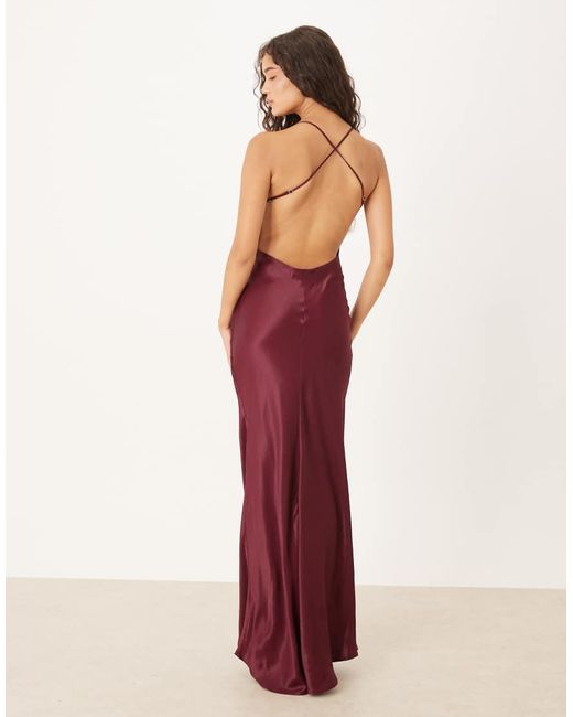 ASOS Red Satin Seam Detail Maxi Dress