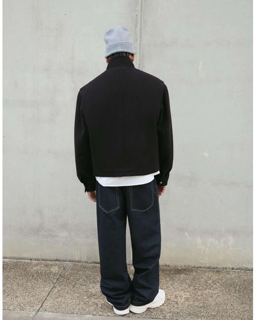 Veste coupe carrée avec fermeture éclair - texturé Bershka pour homme en coloris Black