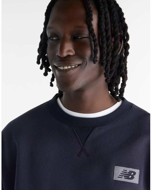 New Balance Blue Athletics Crafted Fleece Crew for men