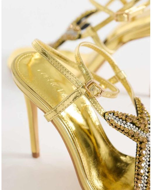 Public Desire Metallic Lumi Heeled Sandals With Embellished Starfish