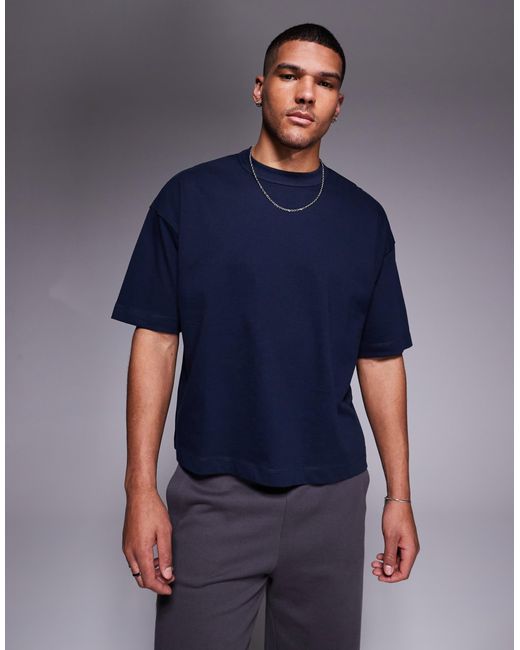 ASOS Blue Heavyweight Oversized Boxy T-shirt for men