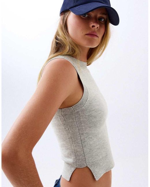 Bershka Blue Sleeveless Knit Top