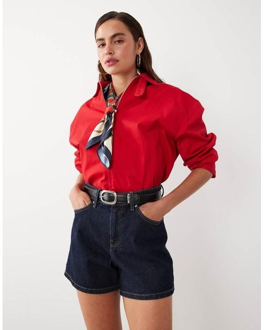 Mango Red Starring Hailey Bieber Denim Shorts