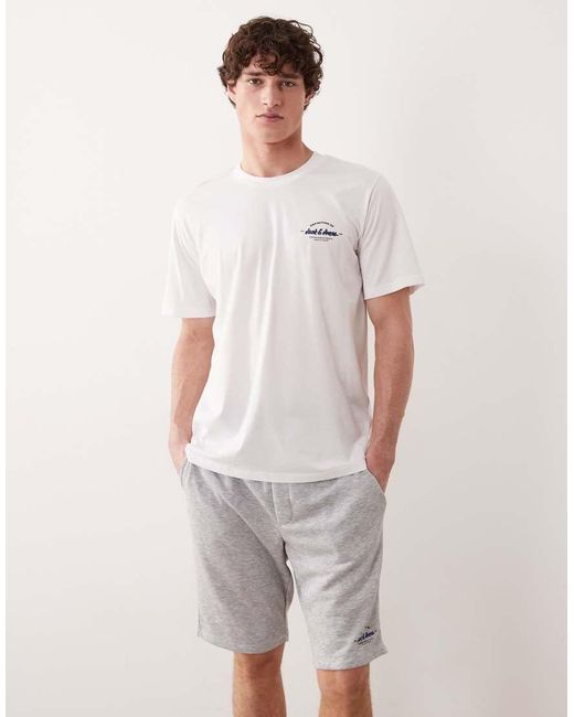 Jack & Jones White Logo T-shirt And Jersey Shorts Set for men