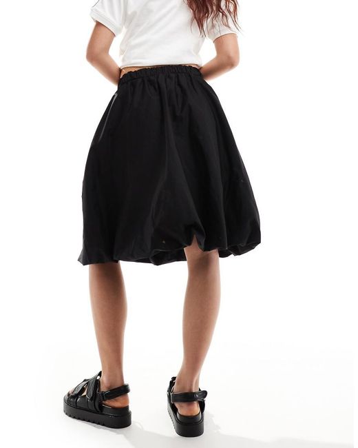 Collusion Black Poplin Midi Puffball Skirt