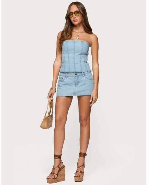 Edikted Blue Camelia Strapless Denim Corset