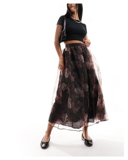 Miss Selfridge Black Organza Maxi Skirt