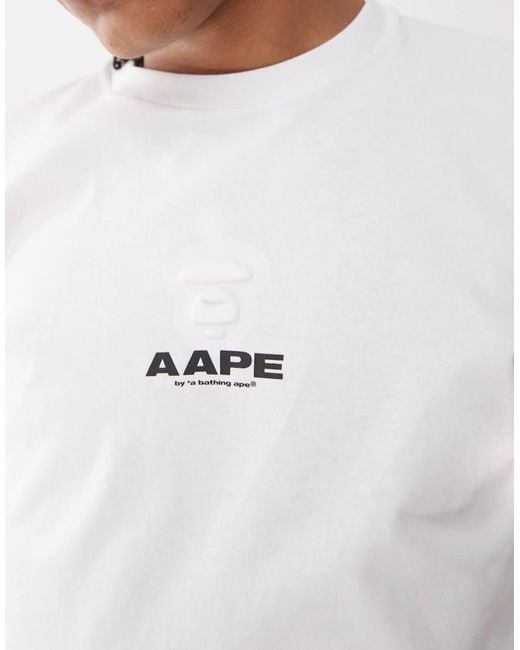 Aape By A Bathing Ape White Aape By A Bathing Ape Logo Back Print T-shirt for men