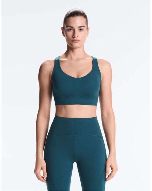 Oysho Blue Medium-Support Compressive Bra With Cups