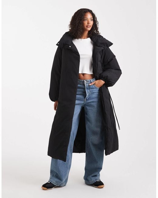 ASOS Blue Funnel Neck Longline Puffer Jacket