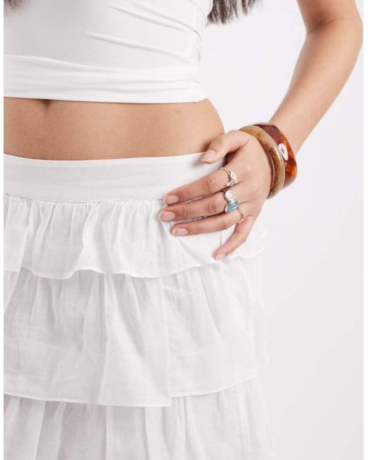 JJXX White Ruffled Mini Skirt