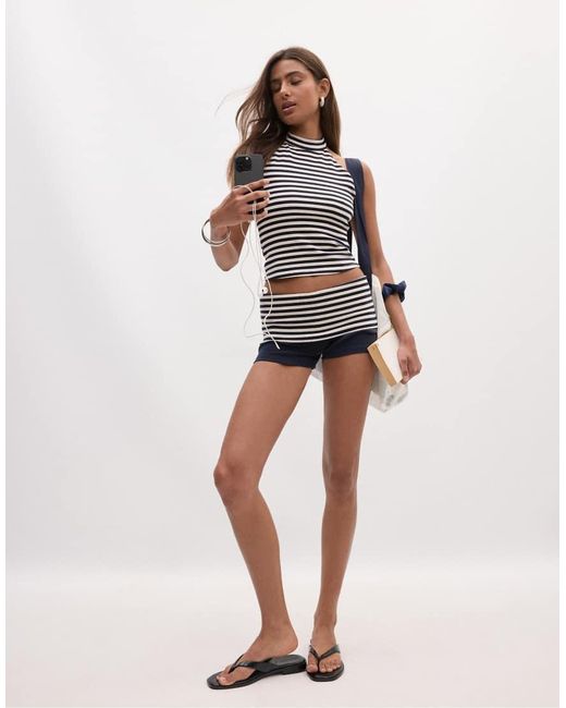 Stradivarius Multicolor Striped Shorts With Waist Detail