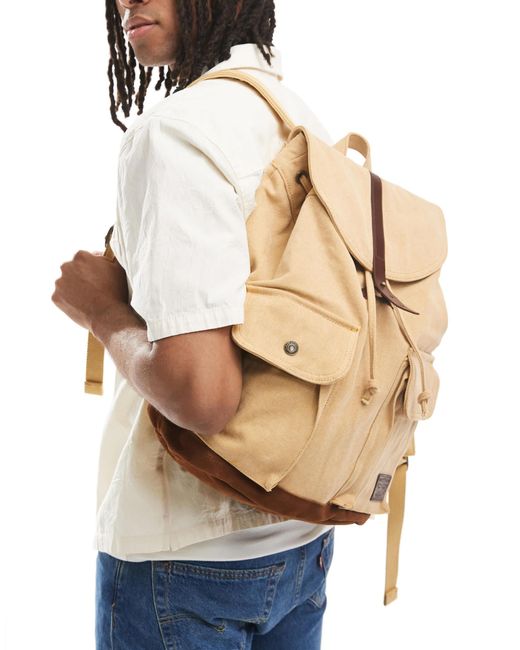 Levi's Natural Leather Patch Logo Canvas Heritage Backpack for men