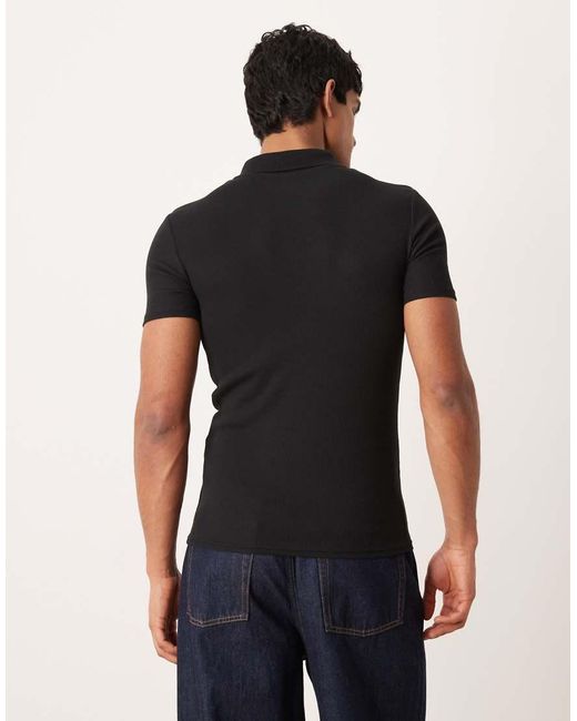ASOS Black Essentials Muscle Fit Polo for men