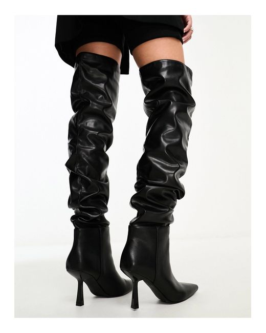 SIMMI Black Simmi London Wide Fit Adonis Ruched Over The Knee Heeled Boots