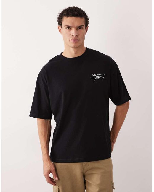 ASOS Black Oversized T-shirt With Floral Print for men