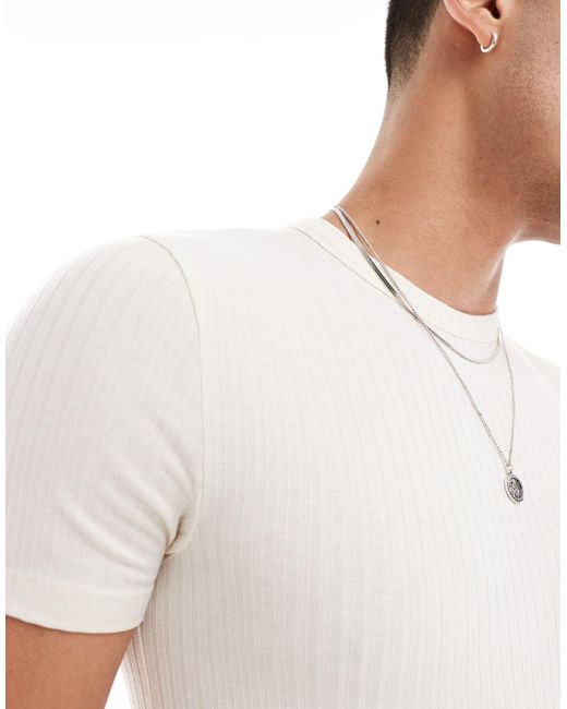 ASOS White Muscle Fit Rib T-shirt for men