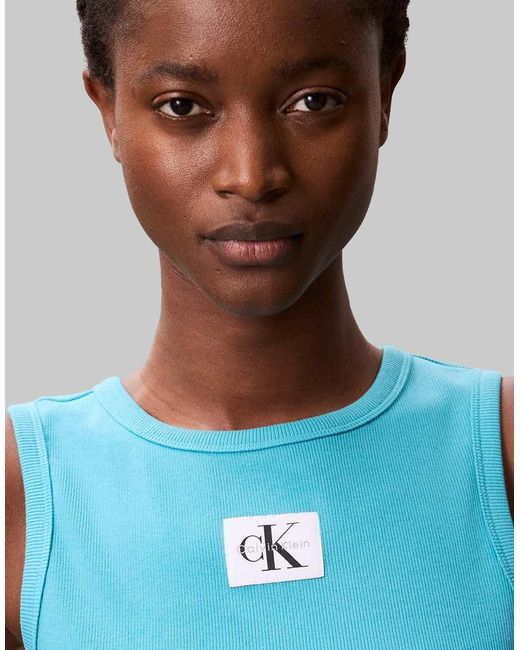 Canotta Acceso Con Logo di Calvin Klein in Blue