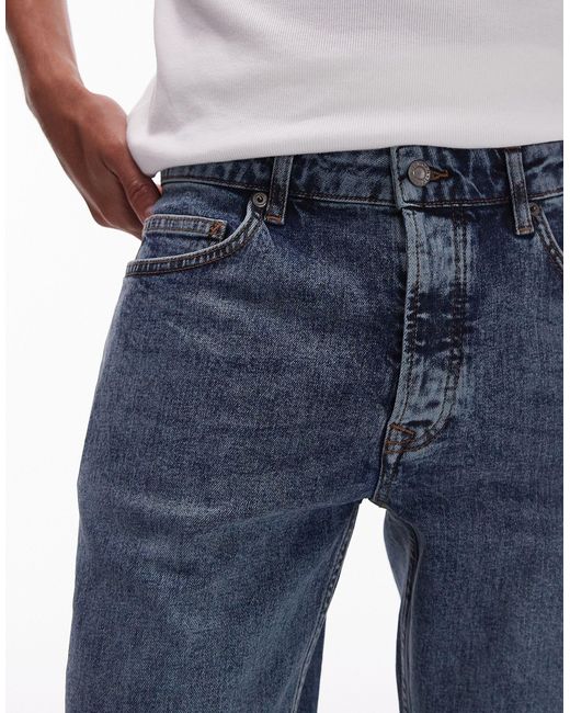 Topman – schmale jeans mit vintage-waschung in Blue für Herren