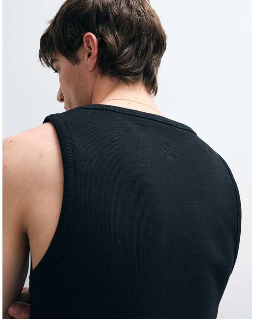 ASOS COLLECTIVE Blue Super Heavyweight Muscle Fit Rib Tank Top for men