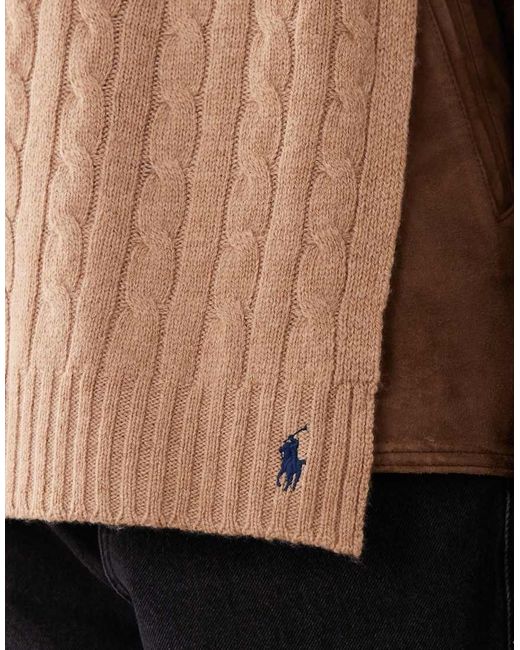 Polo Ralph Lauren Brown Icon Logo Cable Knit Scarf