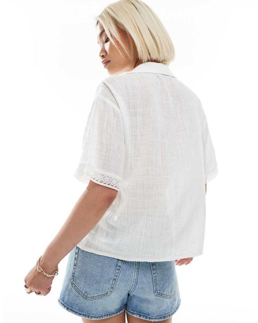 ASOS White Lace Insert Shirt With Lemon Embroidery Detail