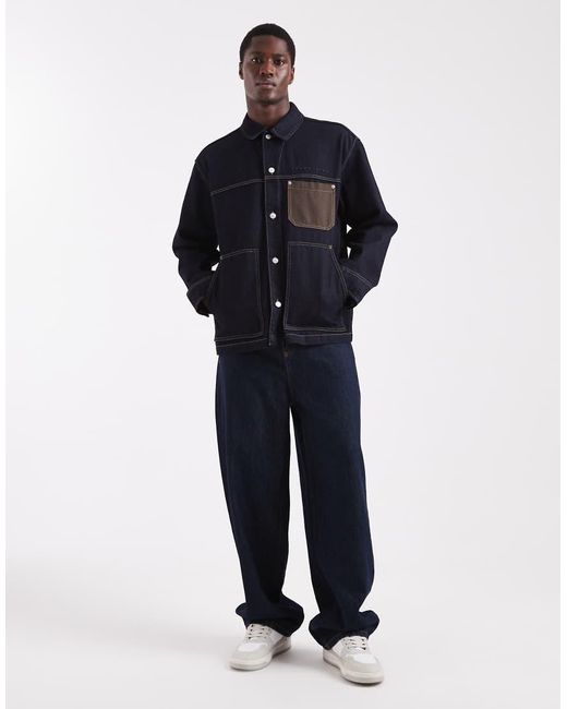 Tommy Hilfiger Blue Chore Denim Jacket With Pocket Detail for men