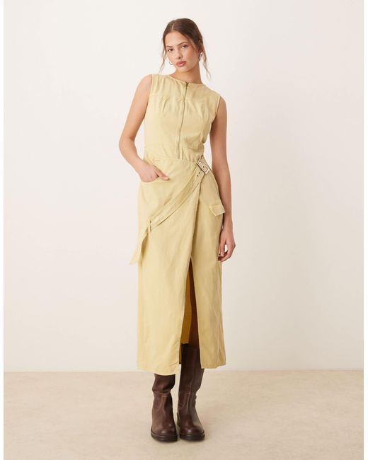 ASOS Metallic – midikleid aus twill