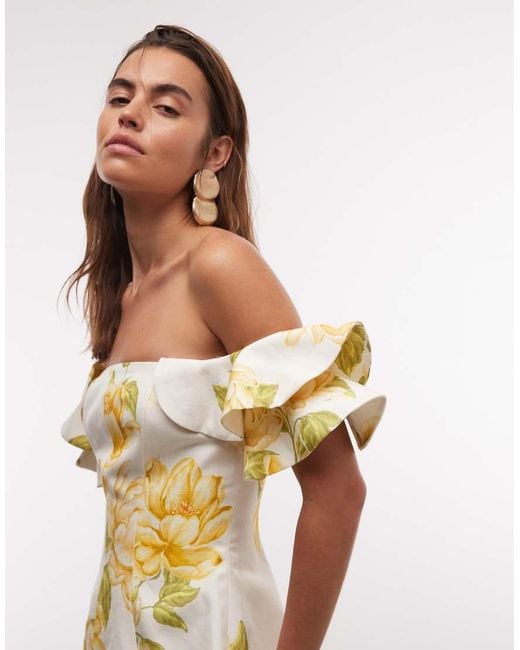 Forever New Metallic Off The Shoulder Ruffle Mini Dress
