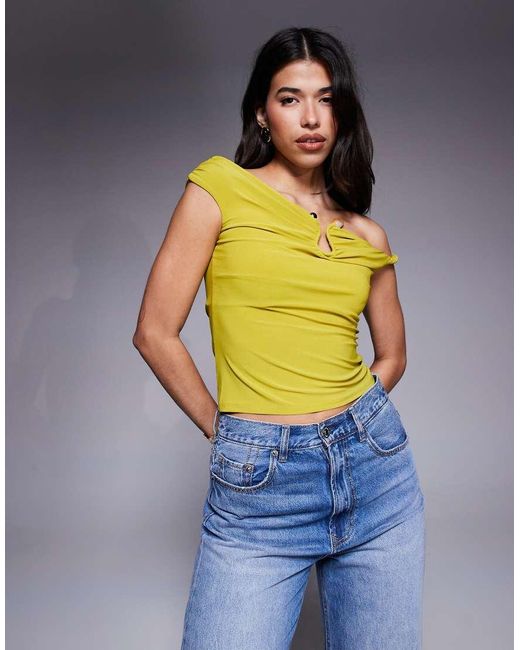 River Island Green Asymmetric Twist Strap Top