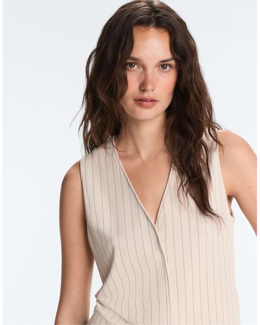 Oysho Natural Striped Waistcoat