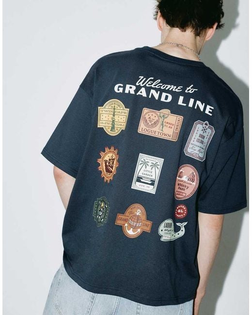 Pull&Bear White One Piece Grand Line T-Shirt for men