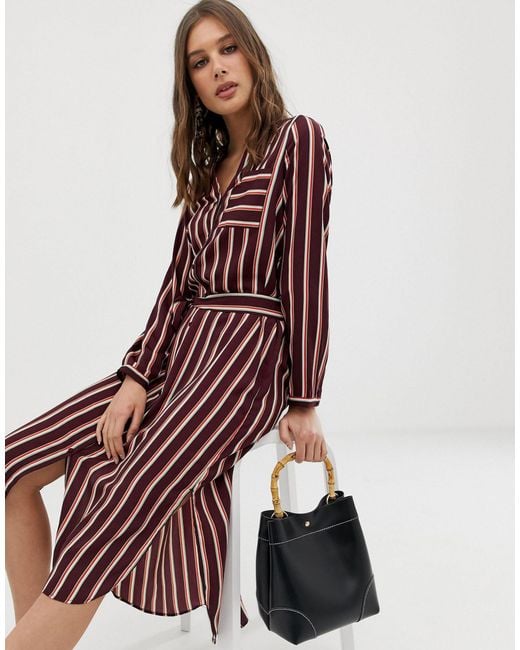 striped midi shirt dress