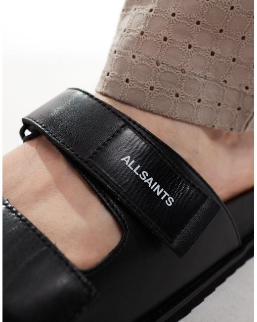 AllSaints Black Vex Leather Sandals for men