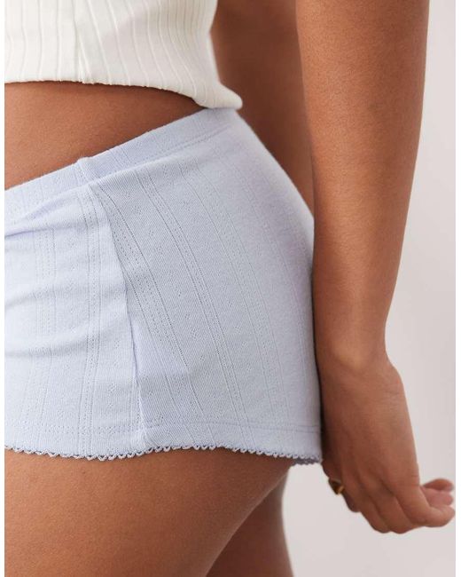 Cotton On White 2 Pack Pointelle Micro Mini Shorts