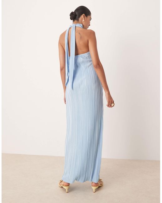 ASOS White Plisse Halter Tie Maxi Dress