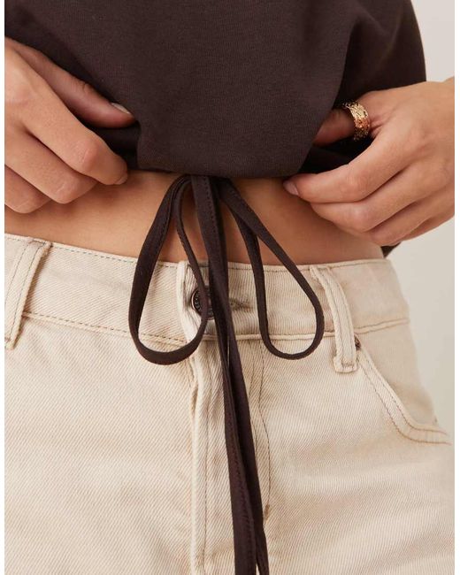 ASOS Brown Bubble Hem Co Ord Sweat Top With Drawstring Detail