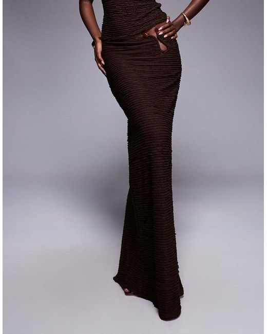 South Beach Brown Maxi Beach Skirt With Hardware Detail