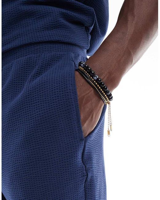 Only & Sons Blue Waffle Short Co-ord for men
